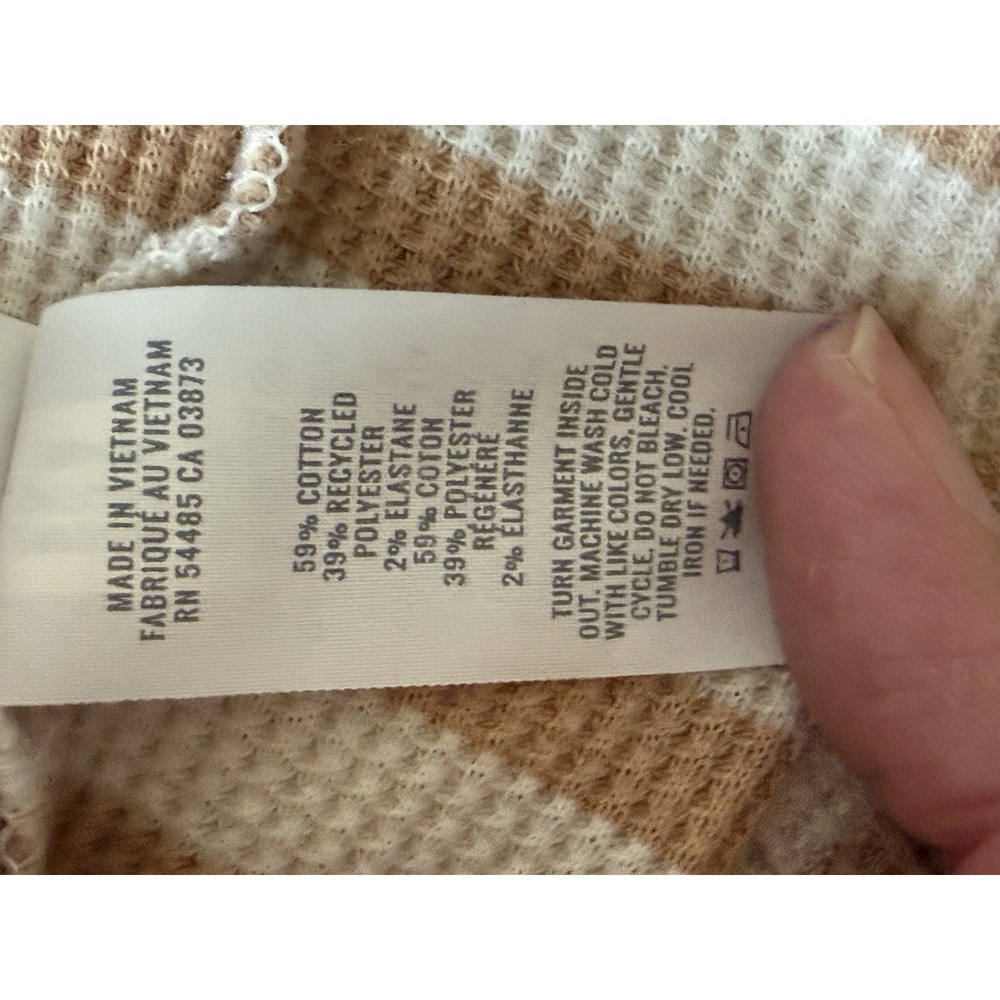 Aerie Waffle Knit Long Sleeve Top Crewneck Tee Thermal Casual Texture Striped Lg - Picture 12 of 13